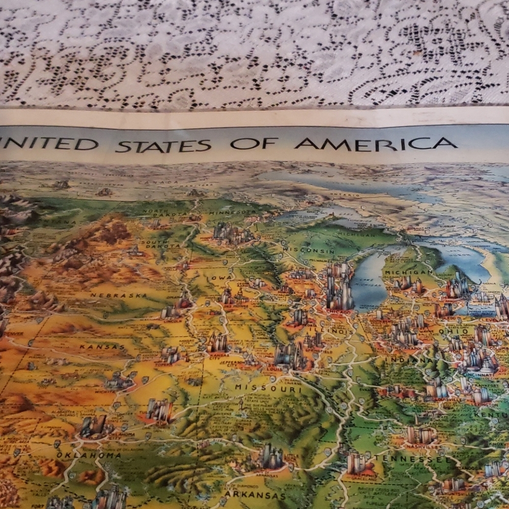 Laminated Map of the United State. - Picture 2 of 9